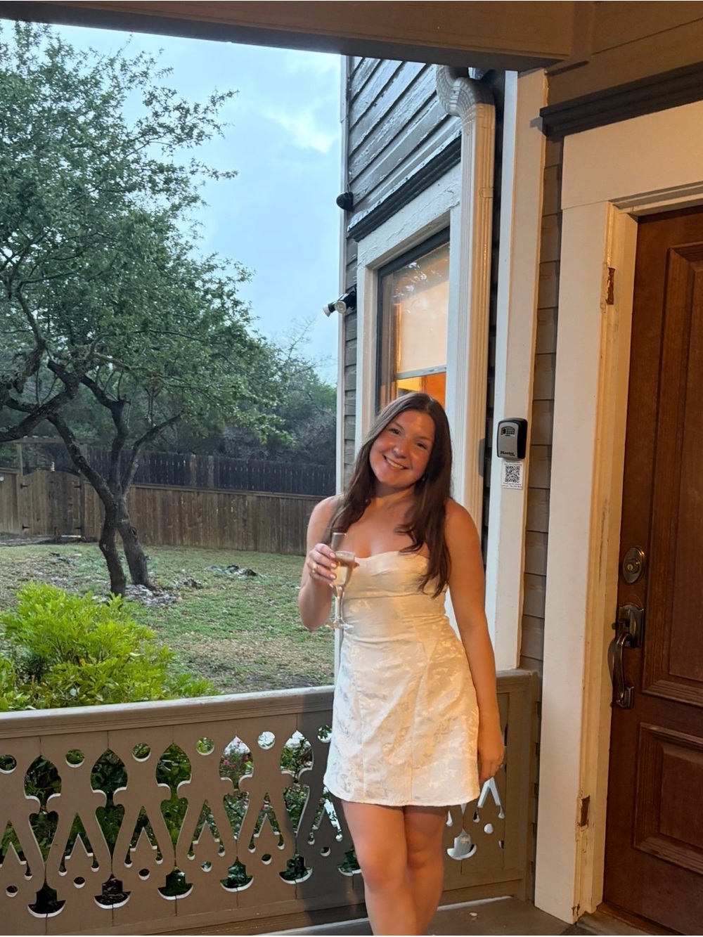 Peppermayo White Strapless Lace Mini Dress